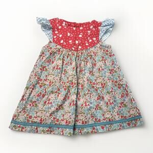 Matilda Jane Platinum Red White Blue Flutter Dress Size 6